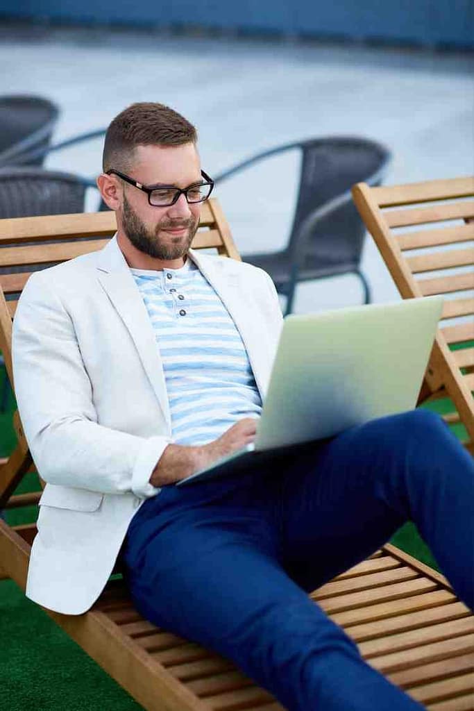 AIToolsinfo founder with laptop AIToolsinfo founder with laptop